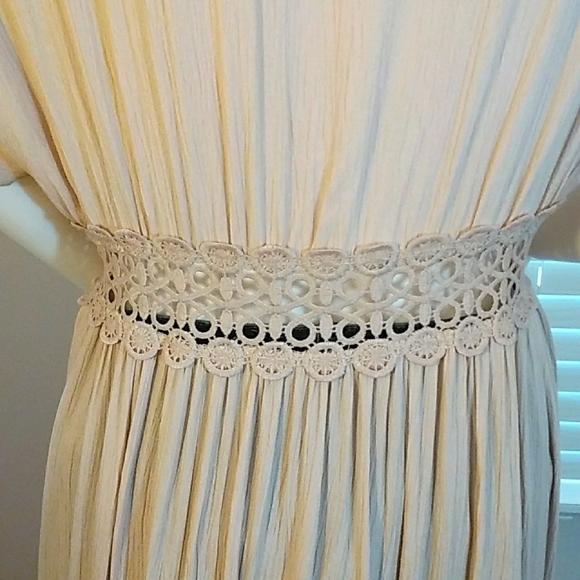 Lavender Field Womens Tan Maxi Dress Embroidery Tie & Tassel at Waistline Size M - Picture 7 of 10
